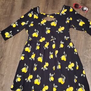 Lemon print mini dress 2x